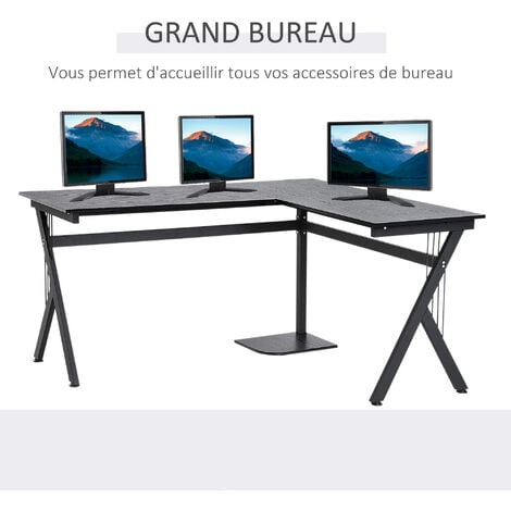 Bureau informatique d'angle Rico - noir