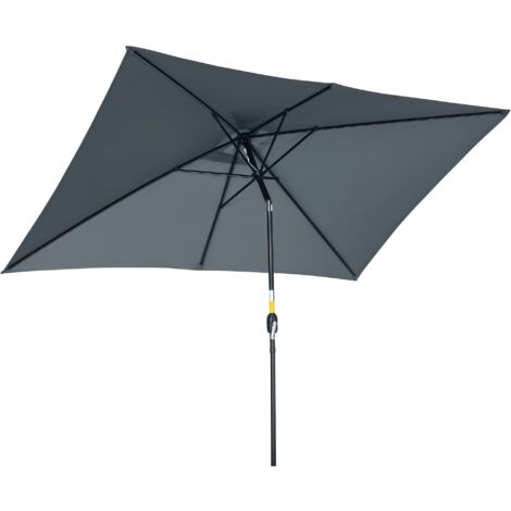 Parasol inclinable rectangulaire métal polyester haute densité 2,95L x 1,95l x 2,4H m gris