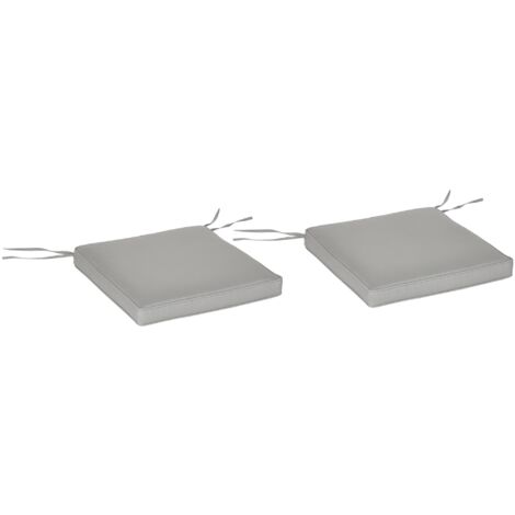 Outsunny – Lot de 2 coussins d'assise carrés 45x45 cm – Coussins déhoussables zippés – 5 cm épaisseur – Polyester 180 g/m² gris clair avec cordons d'attache