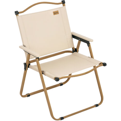 Outsunny – Chaise de camping pliante – Structure acier légère et antirouille – Accoudoirs aspect bois – Dimensions 54L x 59l x 78H cm