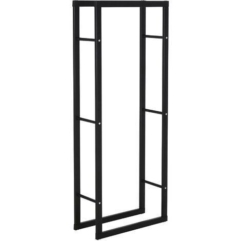 IDMarket - Chariot Porte bûches Acier Noir 40 x 40 x 100,5 CM pour cheminée