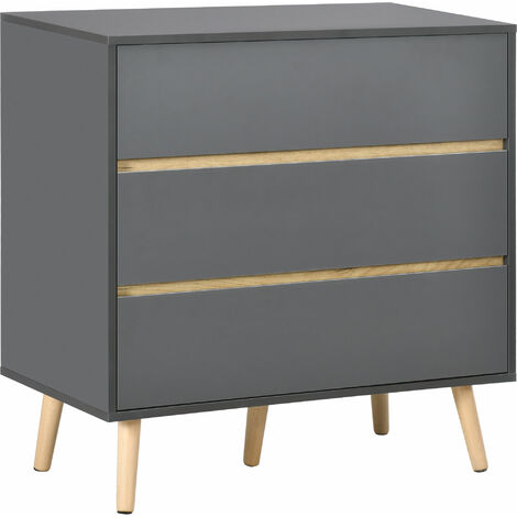 Homcom – Commode 3 tiroirs scandinave gris clair – Panneaux de particules – Dimensions 80x40x80 cm – Rangement sécurisé avec dispositif anti-basculement (1/5)
