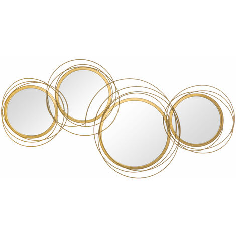 Homcom – Ensemble de 4 miroirs ronds décoratifs muraux en métal doré – Dimensions 107x56cm – Décoration élégante pour salon et chambre