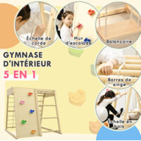 Structure De Jeux Intérieure 5 En 1 En Bois - Balançoire, Toboggan, échelle, Mur D'escalade - Enfant 80 Kg Max - 3