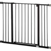 Pawhut – Barrière de sécurité réglable 76-107 cm – Fixation par pression sans perçage – Métal et plastique noir – Système d'ouverture à une main - 76-107l