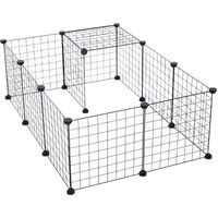 Cage parc enclos pour animaux domestiques L 106 x l 73 x H 36 cm bords arrondis fil métallique noir 55