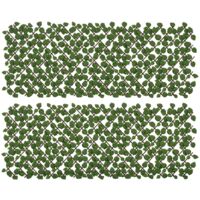 Outsunny – Lot de 2 haies artificielles feuilles de radis – Brise-vue canisse végétale réaliste 2L x 1H m – Résistante aux intempéries – Installation rapide