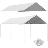 Toile de rechange carport auvent voiture dim. 6L x 3l m tendeurs élastiques inclus PE haute densité blanc