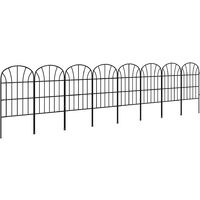 Outsunny – Lot de 8 clôtures de jardin décoratives en métal noir – Longueur totale 2,6 m – Installation facile avec piquets – Résistantes aux intempéries