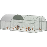 Enclos poulailler chenil 15,96 m² - parc grillagé dim. 5,7L x 2,8l x 1,97H m - espace couvert - acier galvanisé