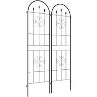 Lot De 2 Treillis Plante Grimpante 210x50 Cm - Support Rosier Jasmin Métal Noir