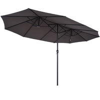 Parasol de jardin XXL parasol grande taille 4,6L x 2,7l x 2,4H m ouverture fermeture manivelle acier polyester haute densité gris