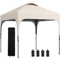 Tonnelle barnum automatique pop-up dim. 2,53L x 2,53l x 2,68H m hauteur réglable nombreux accessoires inclus acier oxford beige