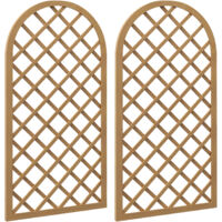 Outsunny – Lot de 2 treillis en bois de sapin 60x120cm – Traitement extérieur – Support pour plantes grimpantes – Style naturel marron