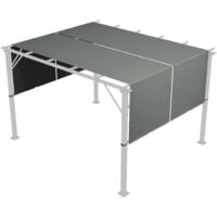 Lot de 2 toiles de rechange pergola rétractable 3 x 3 m polyester anti-UV30+ anthracite