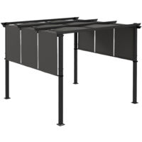 Pergola 3 toiles coulissantes - dim. 2,97L x 2,97l x 2,38H m - acier époxy polyester haute densité anthracite