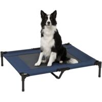 Pawhut – Lit surélevé pour chien et chat – Tissu oxford micro-perforé – Dimensions 92L x 76l x 18H cm – Charge max. 30 Kg – Couleur bleu