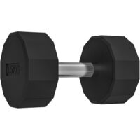 Haltère - SPORTNOW - poignée antidérapante - fitness, sport à domicile - 15kg, noir