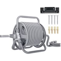 Outsunny – Enrouleur tuyau arrosage 20m avec buse réglable jet/douche – Montage mural ou au sol – Rembobinage rapide – Connecteurs rapides 19mm