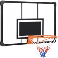 Panier de basket mural acier polycarbonate noir transparent – Installation facile avec vis incluses – Dimensions 113x73cm