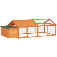 Pawhut â Poulailler pour 4-8 poules en bois de sapin â Toit ouvrable et porte d'accĂšs â Nichoir intĂ©grĂ© â Dimensions 240L x 112,5l x 76H cm