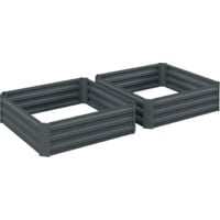 Lot de 2 carrés potager de jardin dim. 100L x 100l x 30H cm tôle d'acier ondulée gris