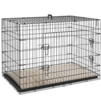 Pawhut – Cage pour chien pliable avec poignée – Bac ABS amovible pour nettoyage facile – Coussin inclus – 105 x 70 x 75 cm – Noir