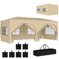 Tonnelle barnum pop up automatique 3x6 m - hauteur réglable - sac de transport, 6 sacs à lester inclus - sable