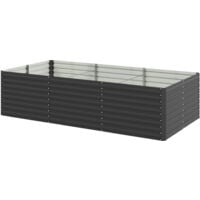Carré potager jardinière dim. 240L x 120l x 60H cm tôle d'acier ondulée anthracite
