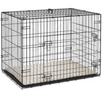 Pawhut – Cage pour chien pliable avec 2 portes – Bac ABS amovible pour nettoyage facile – Coussin doux lavable – Acier robuste – 75x48,5x53cm – Noir