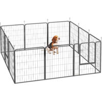 Pawhut – Parc enclos chien modulable pliable 12 panneaux H.80cm – 2 portes verrouillables – Acier époxy noir – Dimensions 204x204cm ou 272x136cm