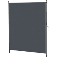 Outsunny – Store banne 200 x 305 cm – Aluminium léger – Protection UV – Manivelle sans perçage – Poteaux télescopiques 215-305 cm – Gris