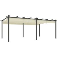 Outsunny – Pergola coulissante rétractable 3,5 x 6 m – Structure aluminium anticorrosion – Toile polyester imperméable et anti-UV – Beige
