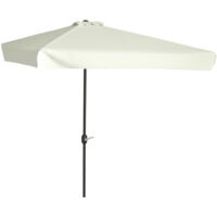 Outsunny – Demi parasol balcon 2,3 x 1,3 m – Toile polyester haute densité 180 g/m² – 5 entretoises métal – Cheminée anti-vent – Crème