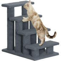 Pawhut – Escalier pour chien 4 marches – Léger et robuste – Revêtement bouclette d'agneau – Dimensions 61x41x60cm – Convient aux animaux âgés