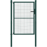 Outsunny – Portillon de jardin en acier vert 97 x 175 cm – Serrure et clés incluses – Installation facile avec poteaux – Résistant aux intempéries