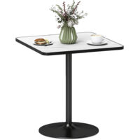 Homcom – Table de salle à manger 4 personnes – Plateau en marbre blanc – Base ronde en métal – Dimensions 70 x 70 cm – Patins antidérapants