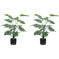 Lot de 2 plantes artificielles intérieures - HOMCOM - 65 cm - pot en plastique et flocage - vert
