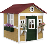 Outsunny – Cabane de jardin pour enfant en bois de sapin – Dimensions 114L x 126,4l x 135H cm – Avec jardinières pour jeu immersif