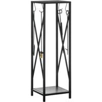 Serviteur de cheminée colonne - porte bûches - range bûches multi accessoires dim. 34L x 34l x 111H cm métal noir