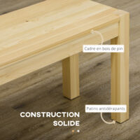 Banc De Cuisine - HOMCOM - 2 Places - Charge 240 Kg - En Bois