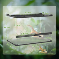 PawHut Terrarium Pour Reptiles 140L 100x50x60cm Bois Naturel - Avec Ventilation Et Verre Trempé