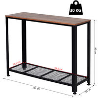 Console table d'appoint Vintage style industriel dim. 101L x 35l x 80H cm étagère métal noir panneaux particules imitation bois - Marron
