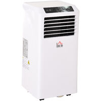 HOMCOM Climatiseur portable 9.000 BTU/h - ventilateur, déshumidificateur - réfrigérant naturel R290 - télécommande - débit d'air 360 m³/h - blanc - Blanc