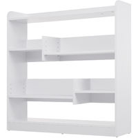 Bibliothèque étagère meuble de rangement dim. 90L x 24l x 91H cm 4 niveaux 3 panneaux arrières panneaux de particules blanc