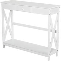 Console style table de drapier néo-rétro tiroir + étagère dim. 100L x 30l x 81H cm MDF blanc