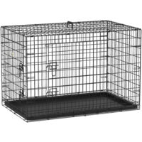 Pawhut – Cage de transport pour chien – Pliable avec 2 portes verrouillables – Plateau amovible – Acier noir – 106 x 71,5 x 76 cm