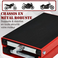 Lève moto béquille d'atelier stand moto tout-terrain moto cross supermotard hauteur réglable acier rouge et noir