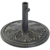 Outsunny – Pied de parasol base lestage HDPE ciment motif fleurs de lys noir doré – Ø 48x34cm – Cannulation pour parasols Ø 35/38/48mm – Poids 13kg