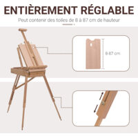 MEEDEN Grand Chevalet De Studio H-Frame En Bois De Hêtre Massif - Chevalet D'Artiste Inclinable Et Mobile Jusqu'à 122 Cm